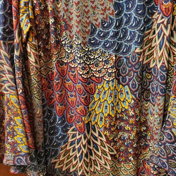 Colorful peacock feather pattern dress - Picture 3 of 5